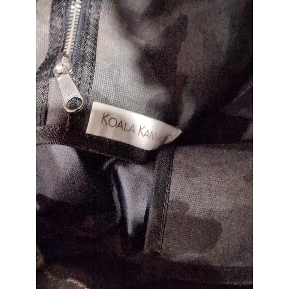 Koala Kanvas Mini City Bag Black Gray Camo Print Silver Metallic Stripe Strap - Picture 13 of 16